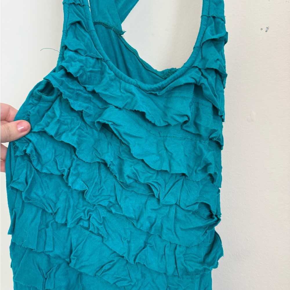 Teal Ruffle Top - Picture 2 of 4